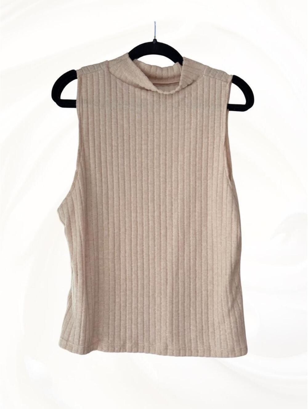 Shein Curve + Plus Women's Tan and Cream Blous